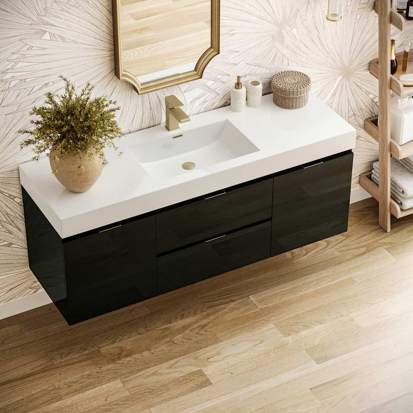 Valencia 60" Wall Mounted Single Basin Vanity Set with Cabinet and Acrylic Vanity Top - image 4