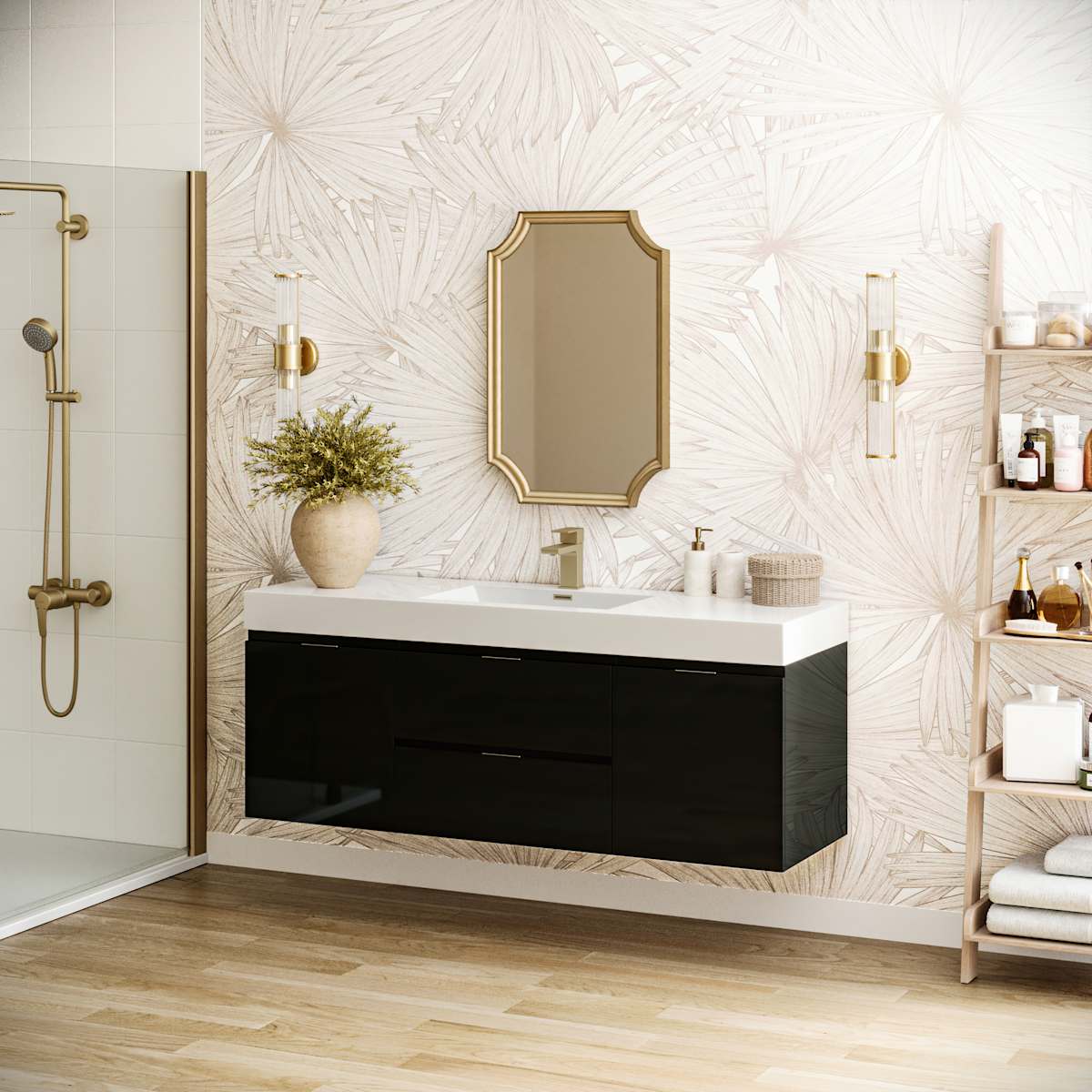 Valencia 60" Wall Mounted Single Basin Vanity Set with Cabinet and Acrylic Vanity Top