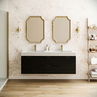 Valencia 60" Wall Mounted Double Basin Vanity Set with Cabinet and Acrylic Vanity Top - image 1