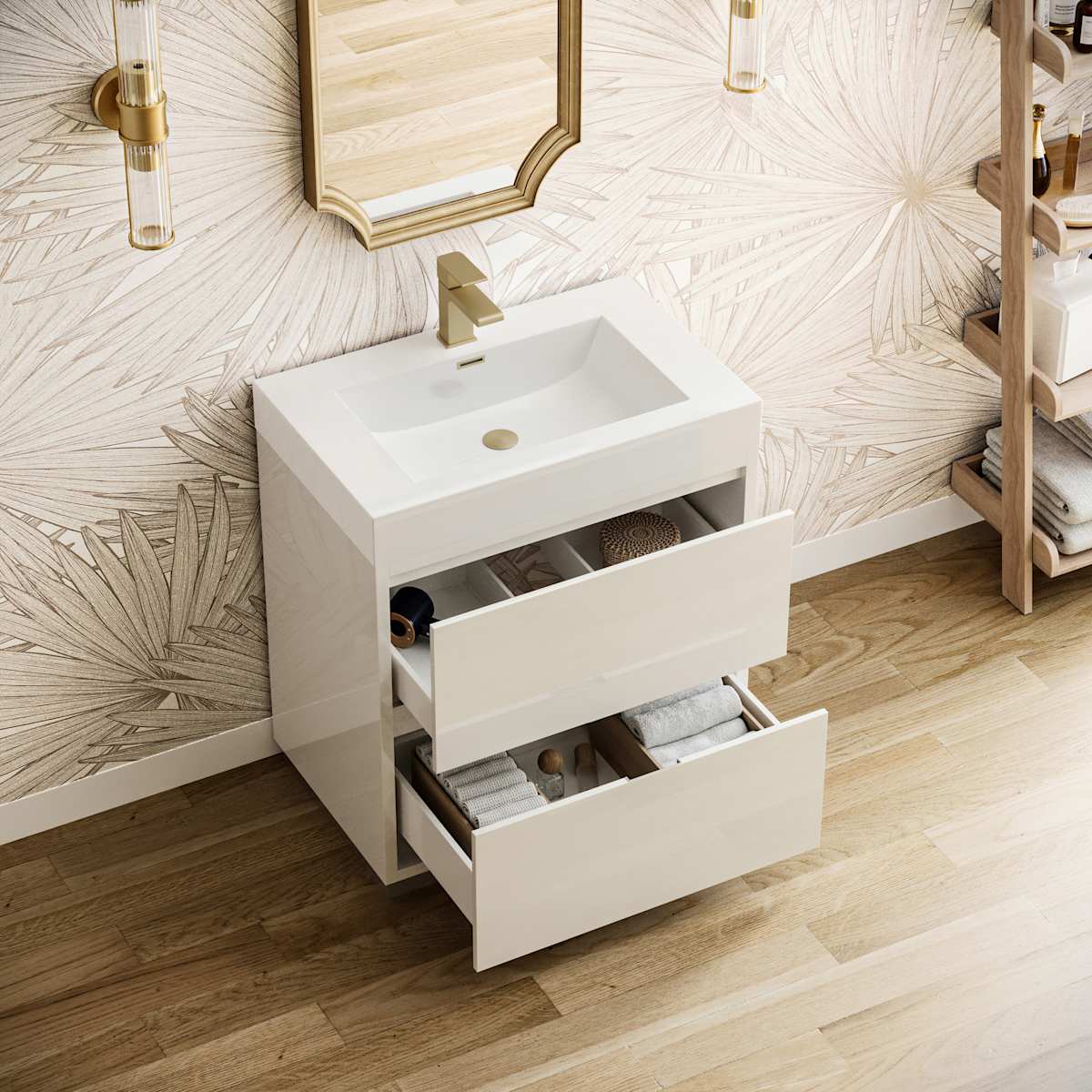 Valencia 30" Free Standing Single Basin Vanity Set with Cabinet and Acrylic Vanity Top