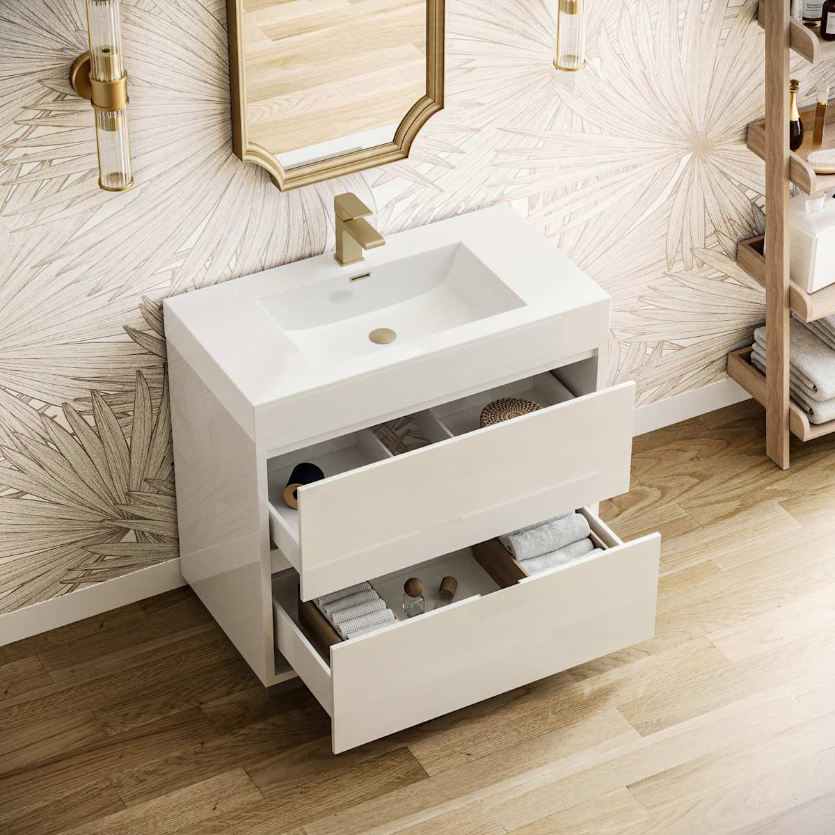 Valencia 36" Free Standing Single Basin Vanity Set with Cabinet and Acrylic Vanity Top