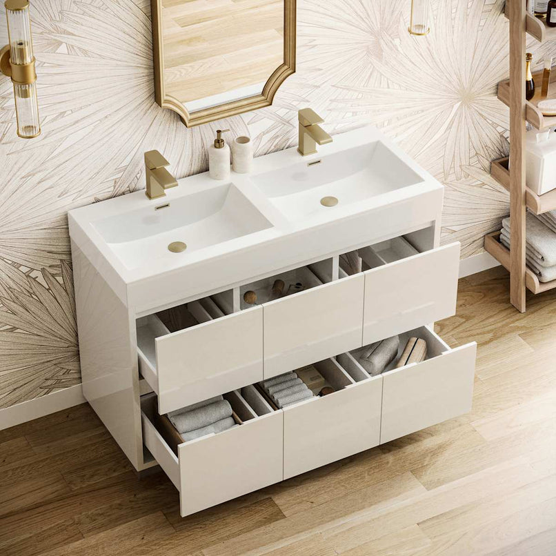 Valencia 48" Free Standing Double Basin Vanity Set with Cabinet and Acrylic Vanity Top - image 3