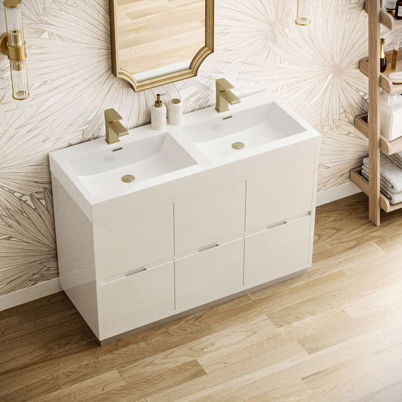 Valencia 48" Free Standing Double Basin Vanity Set with Cabinet and Acrylic Vanity Top - image 4