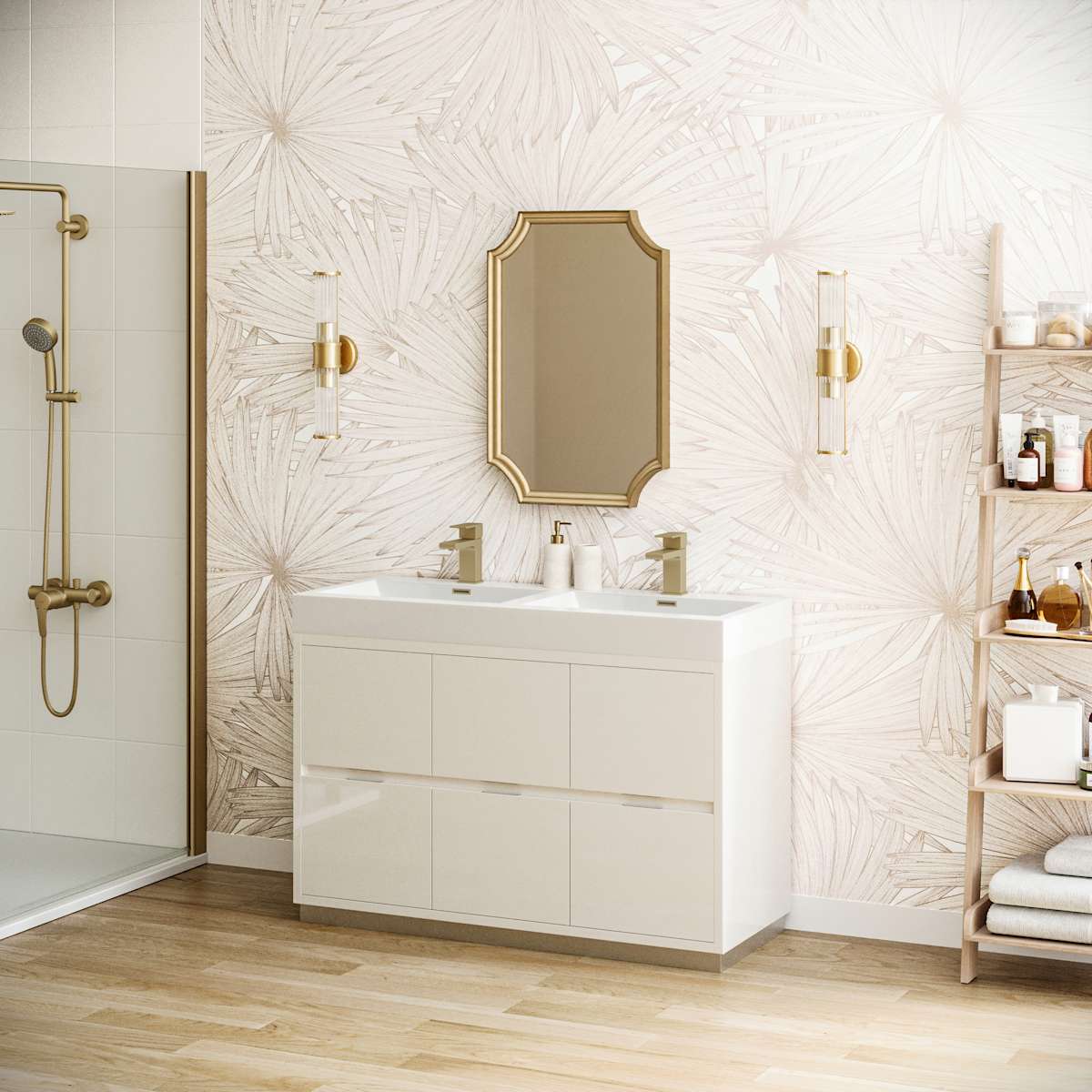 Valencia 48" Free Standing Double Basin Vanity Set with Cabinet and Acrylic Vanity Top - image 5