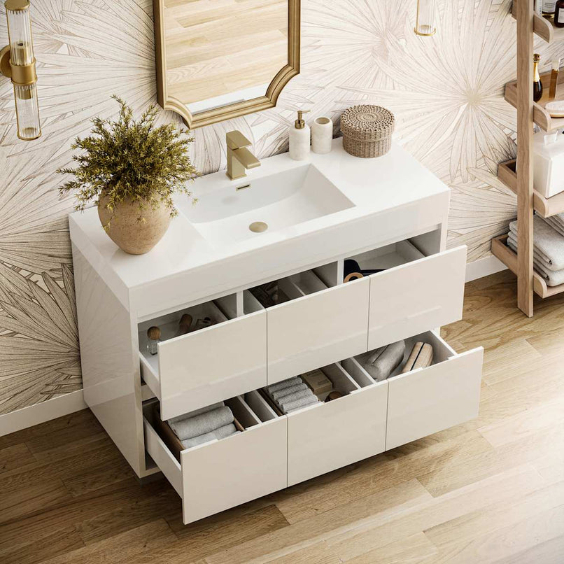 Valencia 48" Free Standing Single Basin Vanity Set with Cabinet and Acrylic Vanity Top - image 3
