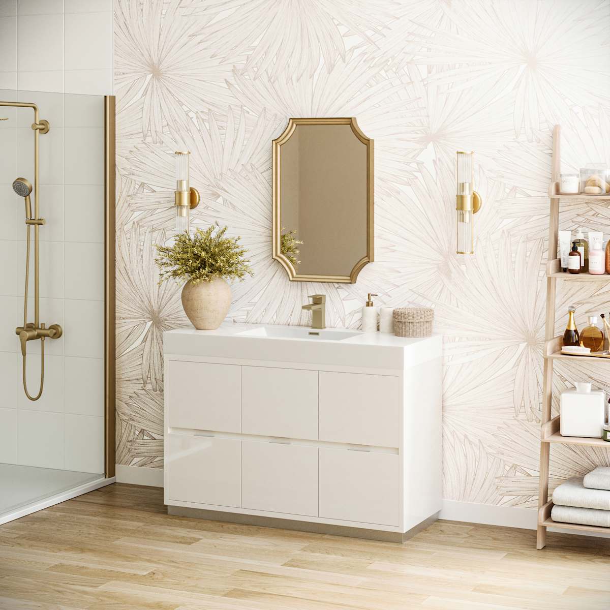 Valencia 48" Free Standing Single Basin Vanity Set with Cabinet and Acrylic Vanity Top