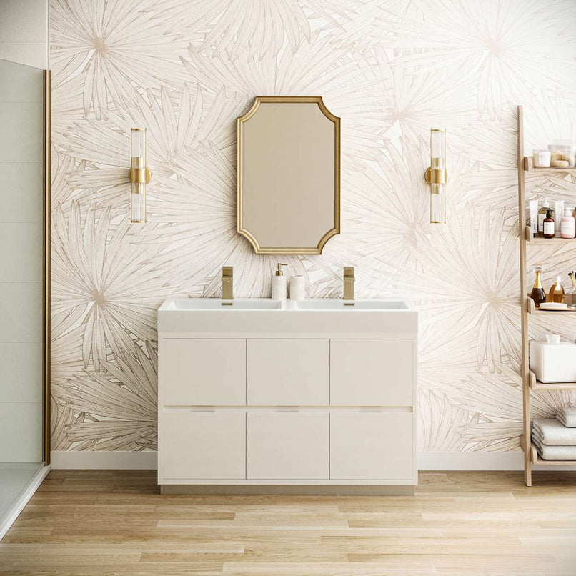 Valencia 48" Free Standing Double Basin Vanity Set with Cabinet and Acrylic Vanity Top - image 1