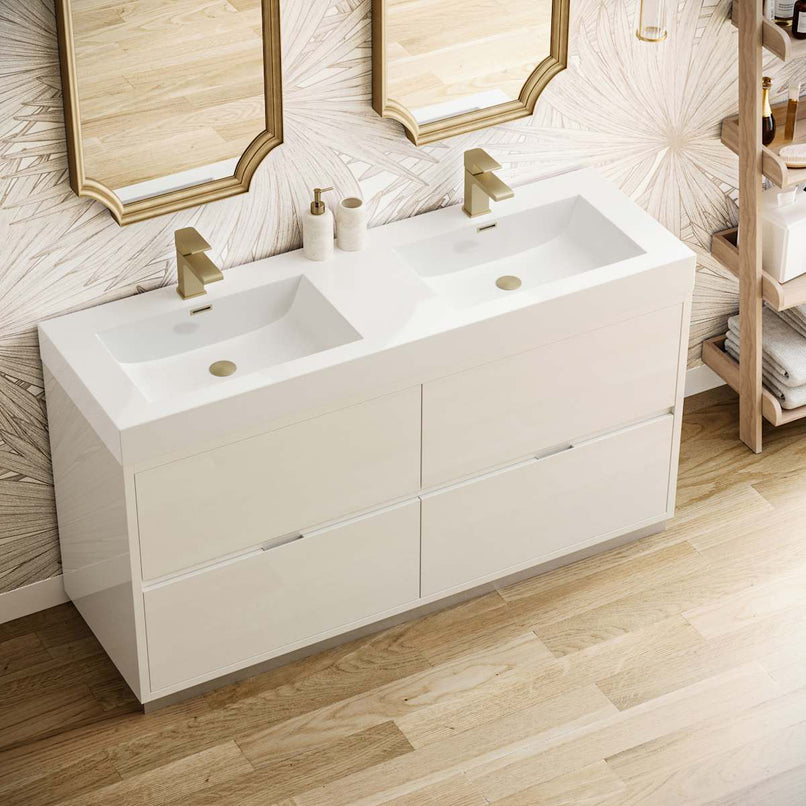Valencia 60" Free Standing Double Basin Vanity Set with Cabinet and Acrylic Vanity Top - image 4