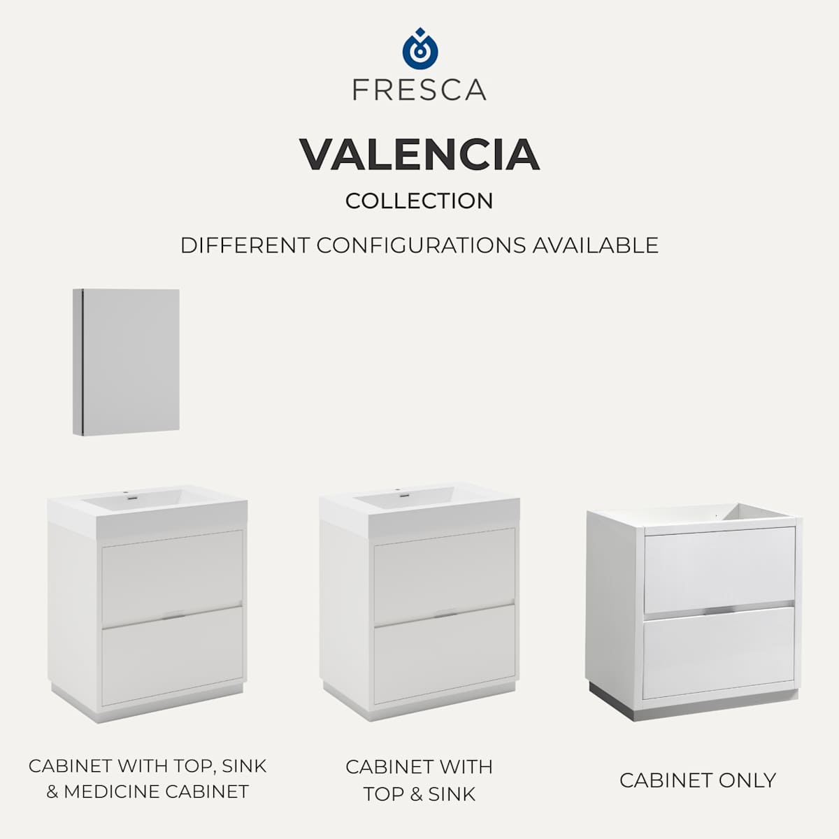 Valencia 60" Free Standing Single Basin Vanity Set with Cabinet and Acrylic Vanity Top