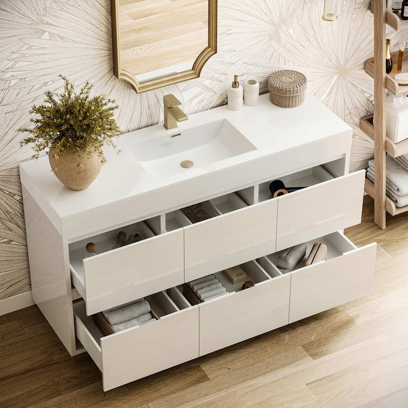 Valencia 60" Free Standing Single Basin Vanity Set with Cabinet and Acrylic Vanity Top - image 16