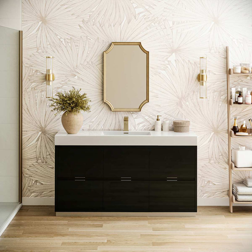 Valencia 60" Free Standing Single Basin Vanity Set with Cabinet and Acrylic Vanity Top - image 1