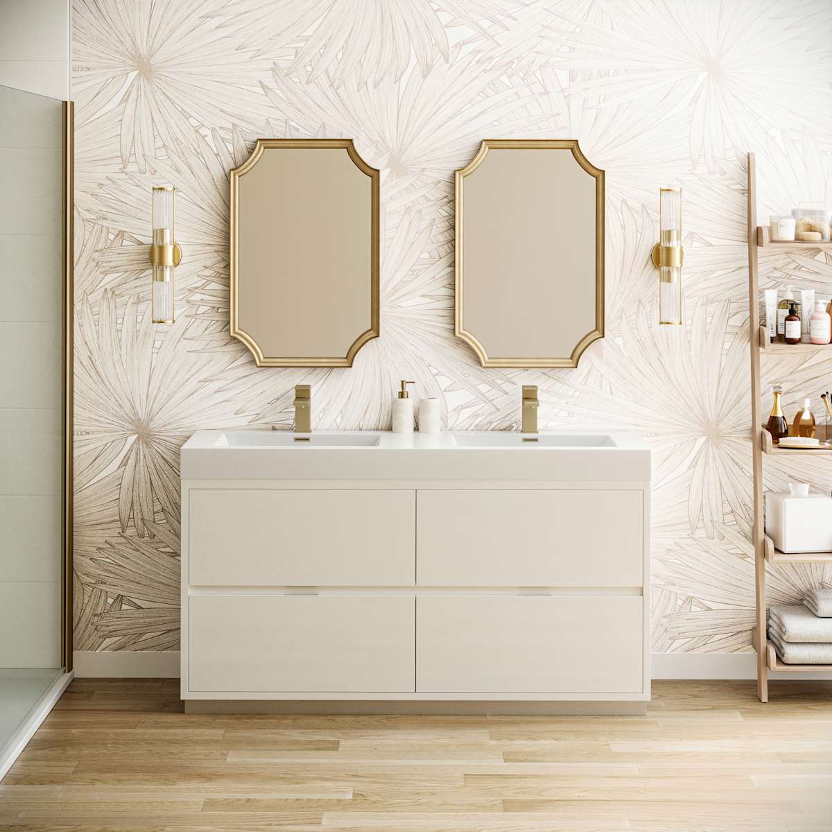 Valencia 60" Free Standing Double Basin Vanity Set with Cabinet and Acrylic Vanity Top - image 1