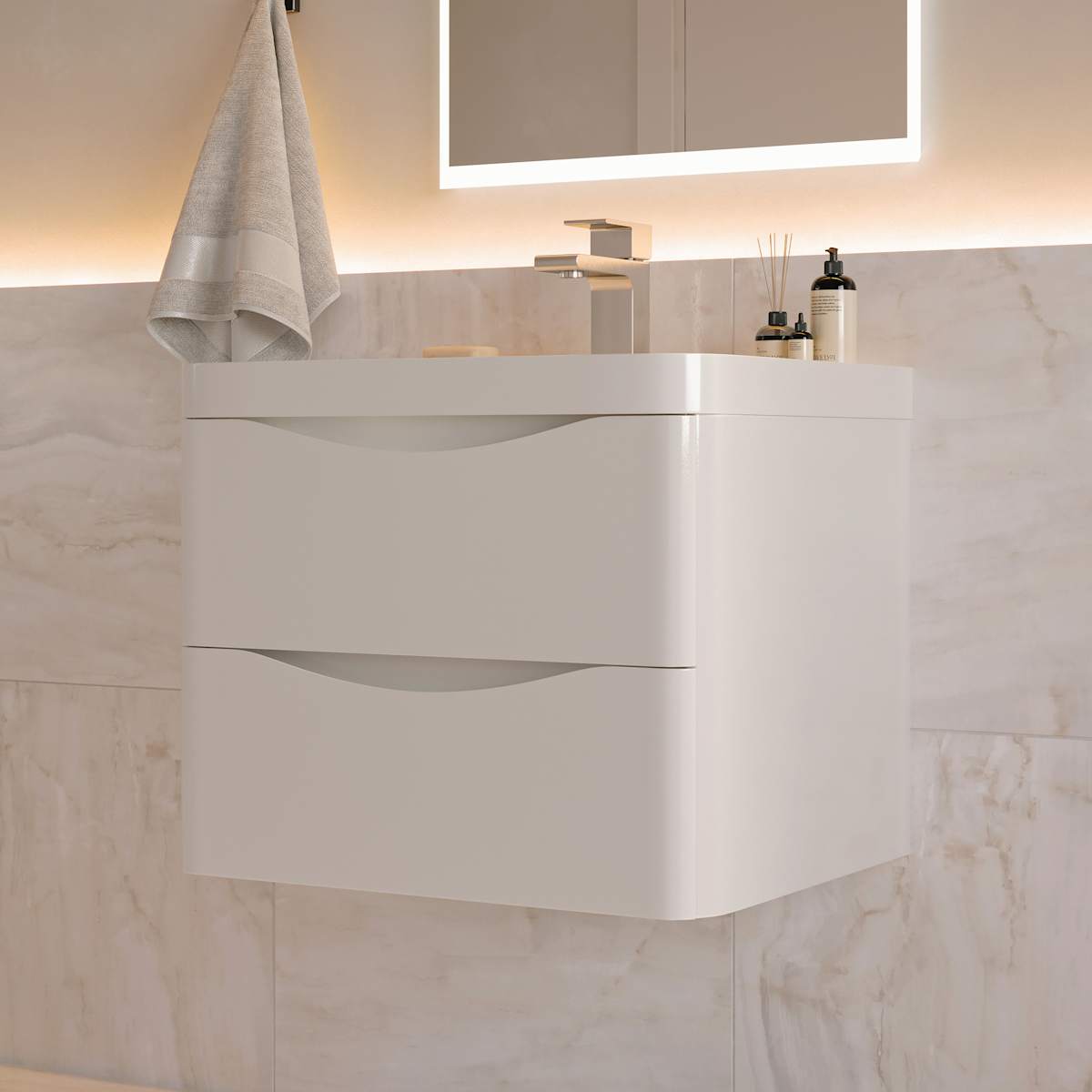 Tuscany 24" Wall Mounted Single Basin Vanity Set with Cabinet and Acrylic Vanity Top