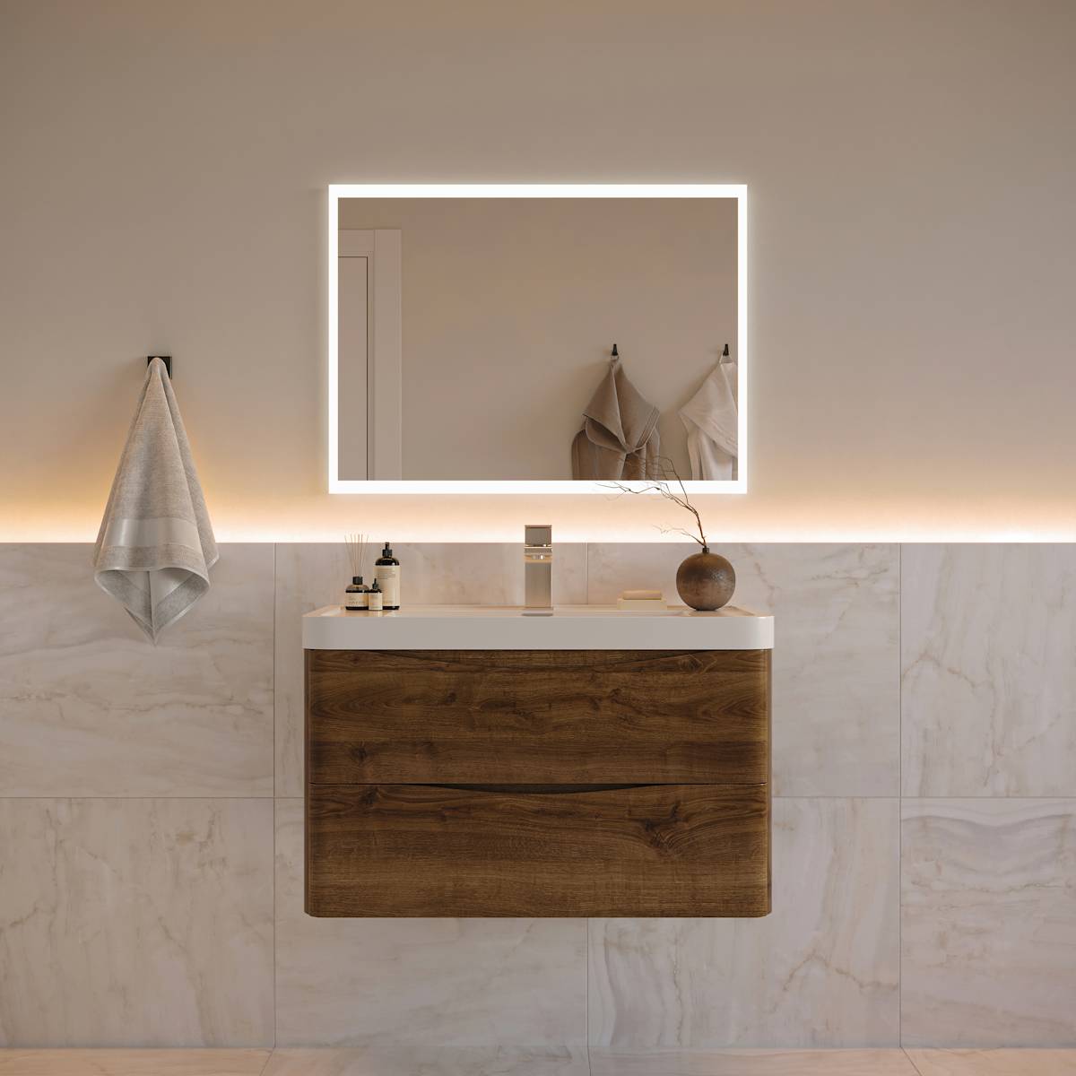 Tuscany 32" Wall Mounted Single Basin Vanity Set with Cabinet and Acrylic Vanity Top - image 1