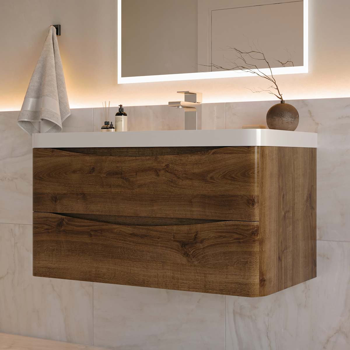 Tuscany 36" Wall Mounted Single Basin Vanity Set with Cabinet and Acrylic Vanity Top