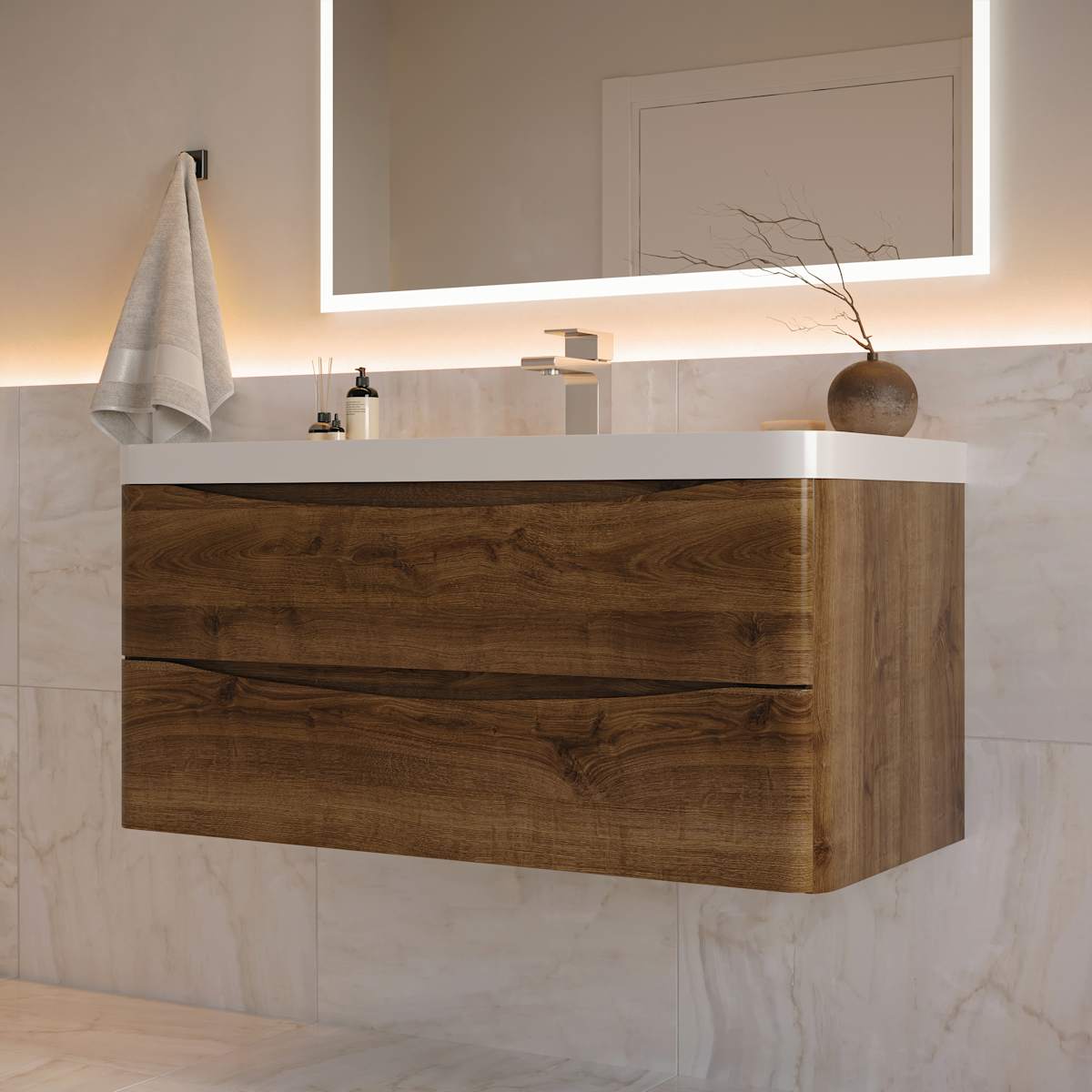 Tuscany 40" Wall Mounted Single Basin Vanity Set with Cabinet and Acrylic Vanity Top