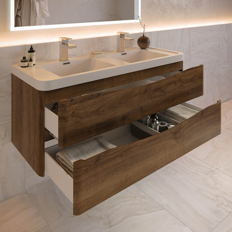 Tuscany 48" Wall Mounted Double Basin Vanity Set with Cabinet and Acrylic Vanity Top - image 3