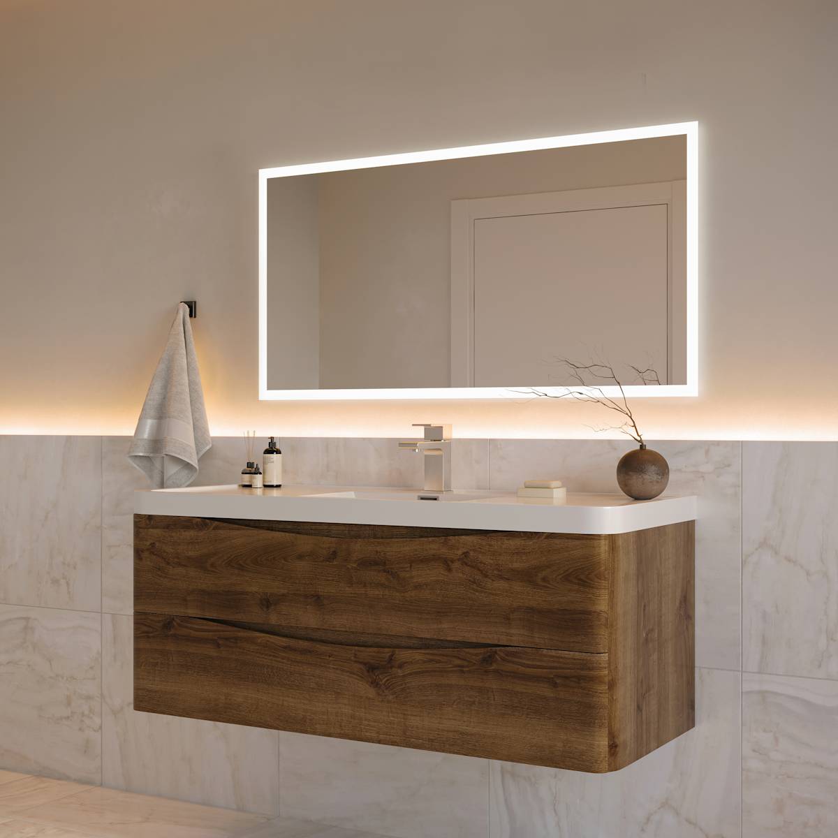 Tuscany 48" Wall Mounted Single Basin Vanity Set with Cabinet and Acrylic Vanity Top