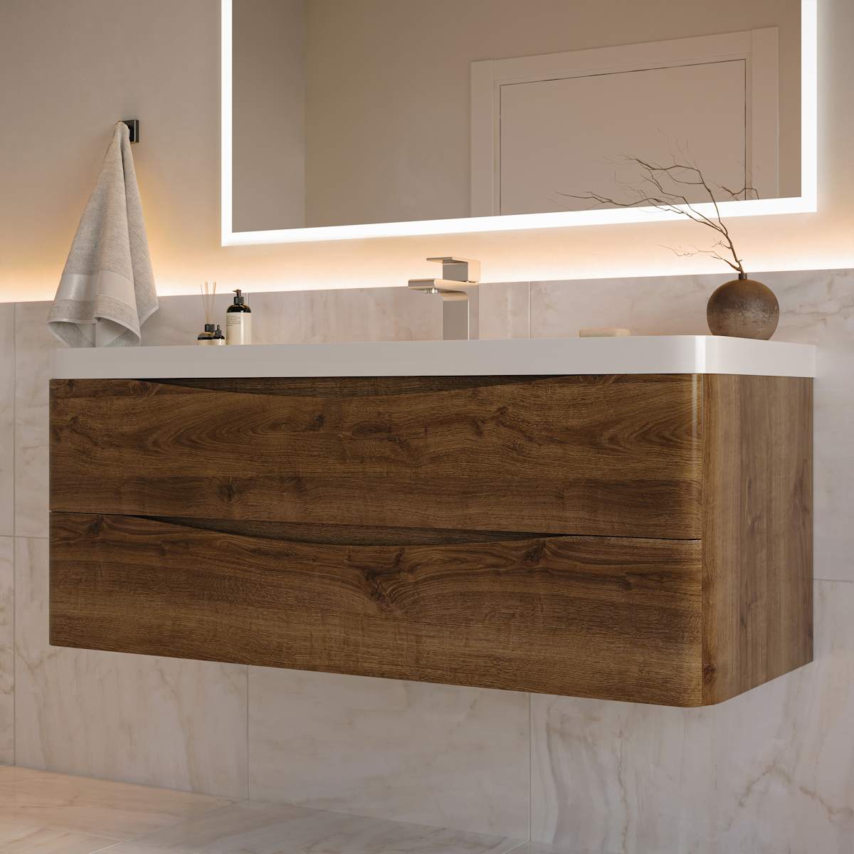 Tuscany 48" Wall Mounted Single Basin Vanity Set with Cabinet and Acrylic Vanity Top