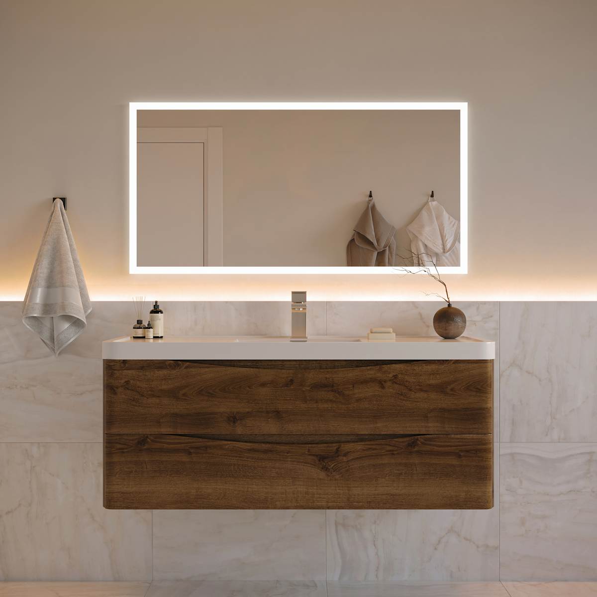 Tuscany 48" Wall Mounted Single Basin Vanity Set with Cabinet and Acrylic Vanity Top