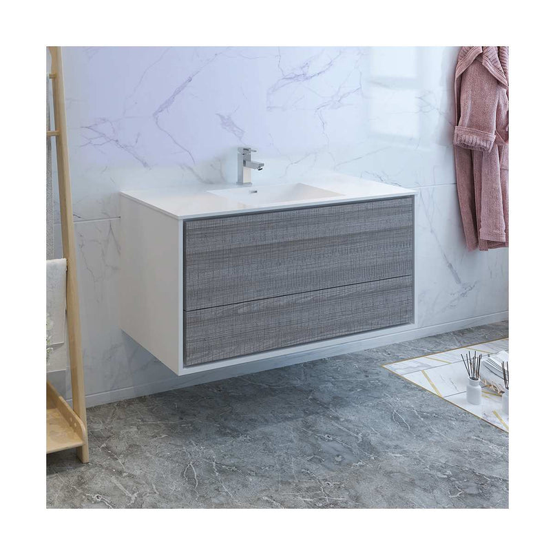 Catania 48" Wall Mounted Single Basin Vanity Set with Cabinet and Acrylic Vanity Top - image 2