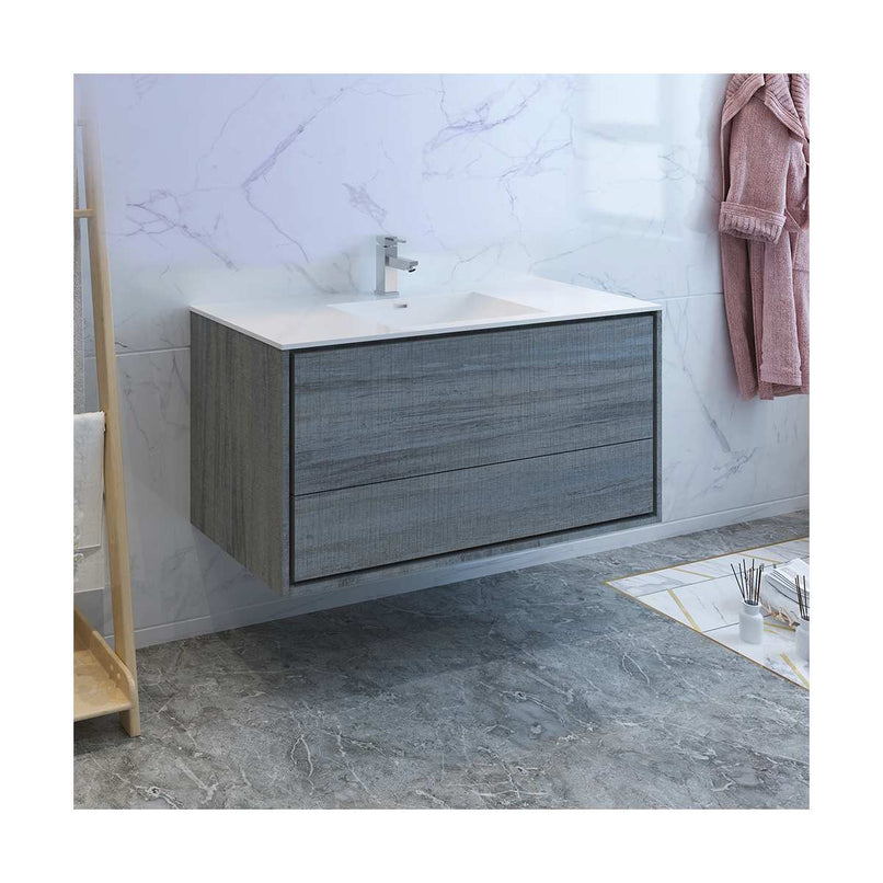 Catania 48" Wall Mounted Single Basin Vanity Set with Cabinet and Acrylic Vanity Top - image 3