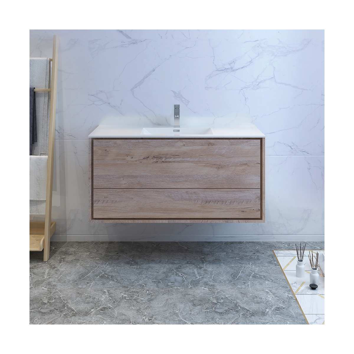 Catania 48" Wall Mounted Single Basin Vanity Set with Cabinet and Acrylic Vanity Top