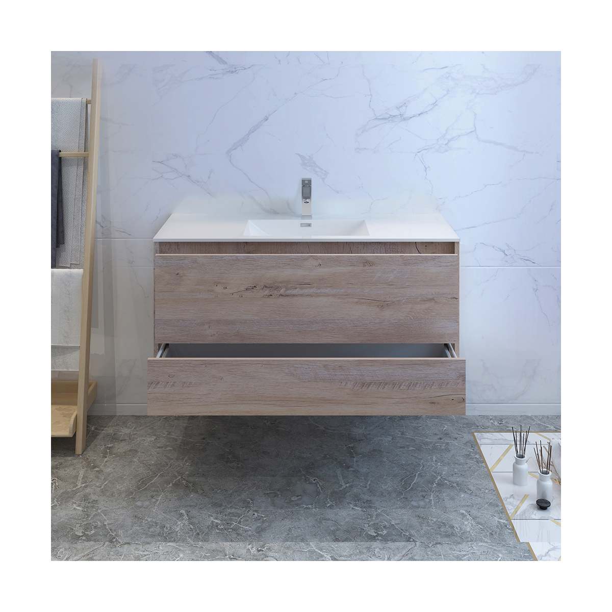 Catania 48" Wall Mounted Single Basin Vanity Set with Cabinet and Acrylic Vanity Top
