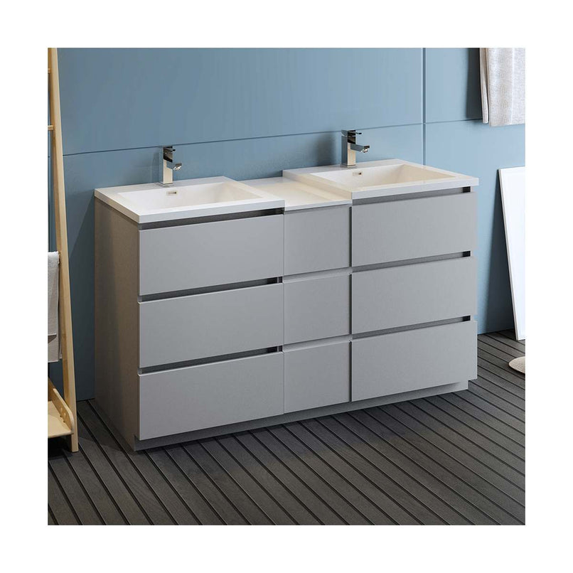 Lazzaro 60" Free Standing Double Basin Vanity Set with Cabinet and Acrylic Vanity Top - image 2