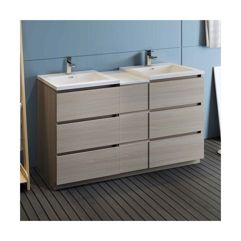 Lazzaro 60" Free Standing Double Basin Vanity Set with Cabinet and Acrylic Vanity Top - image 4