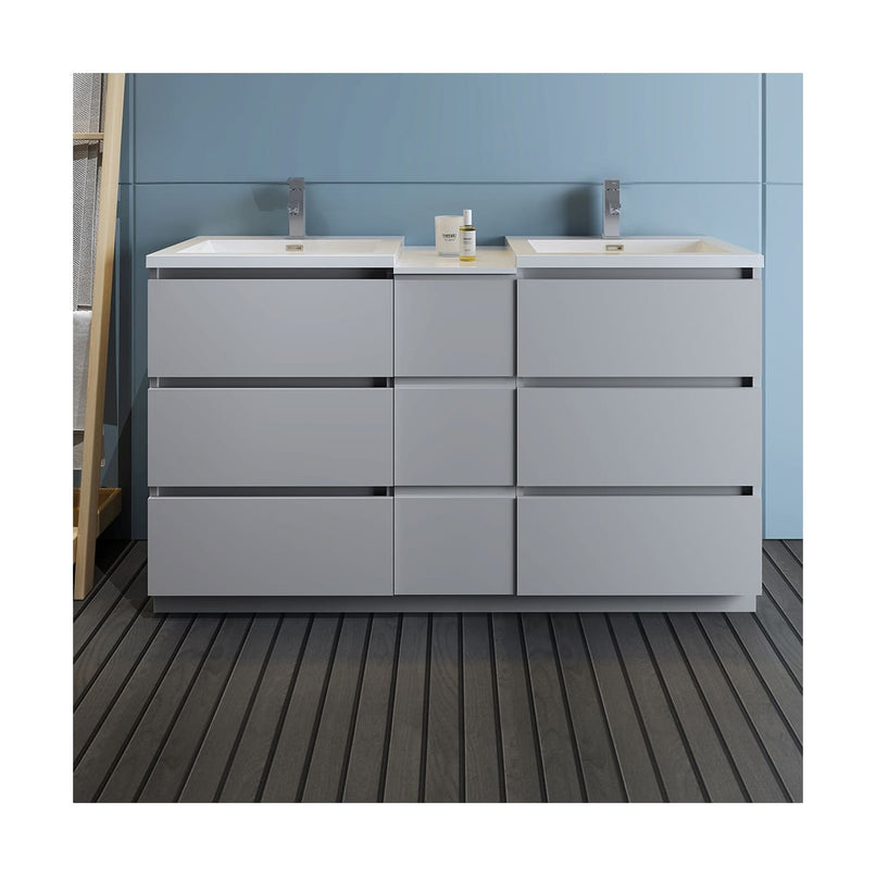 Lazzaro 60" Free Standing Double Basin Vanity Set with Cabinet and Acrylic Vanity Top - image 6