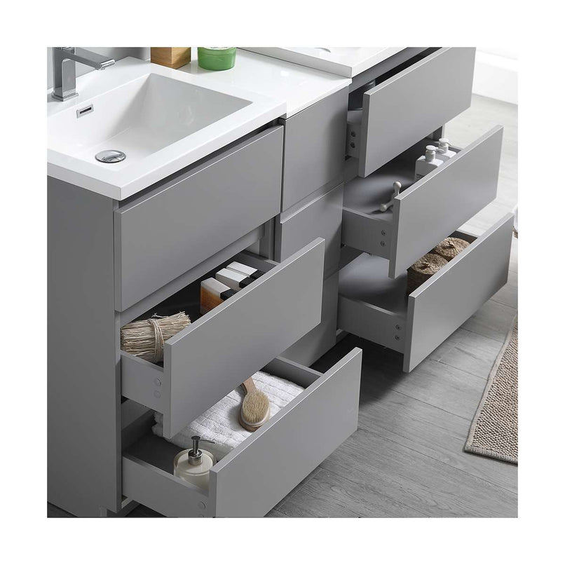 Lazzaro 60" Free Standing Double Basin Vanity Set with Cabinet and Acrylic Vanity Top - image 14