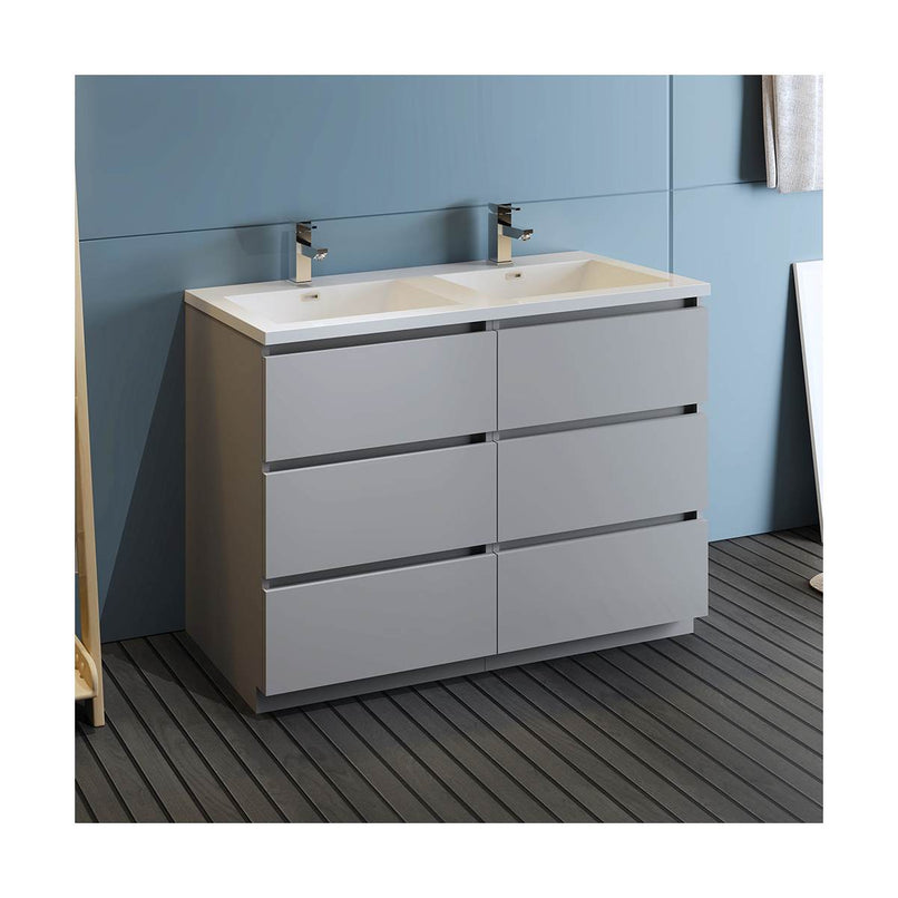 Lazzaro 48" Free Standing Double Basin Vanity Set with Cabinet and Acrylic Vanity Top - image 2