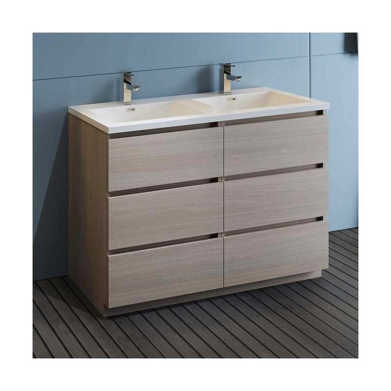 Lazzaro 48" Free Standing Double Basin Vanity Set with Cabinet and Acrylic Vanity Top - image 4