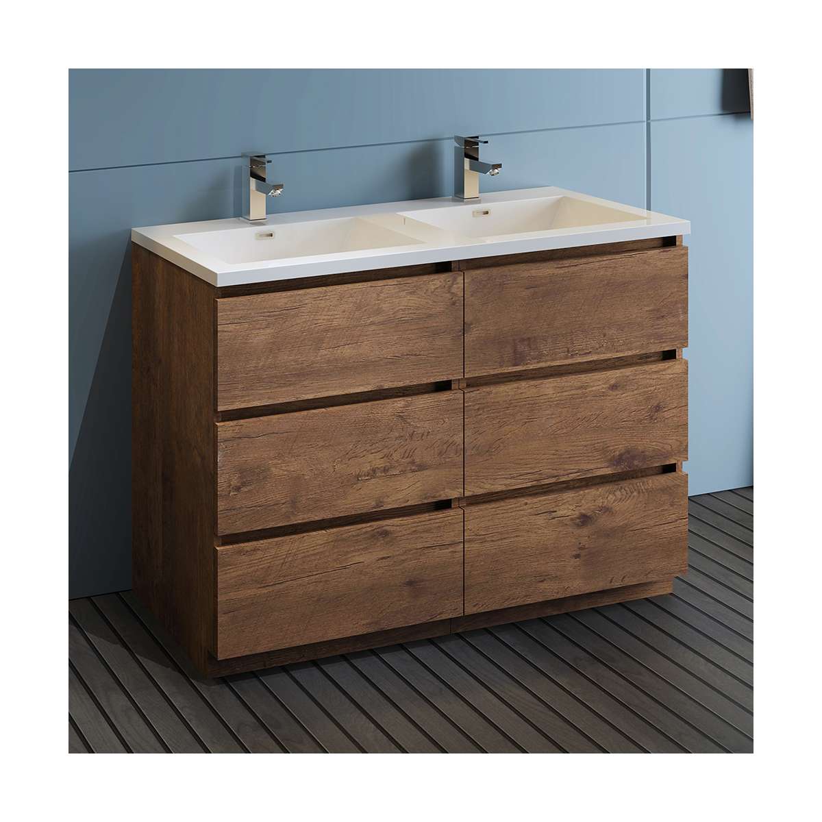Lazzaro 48" Free Standing Double Basin Vanity Set with Cabinet and Acrylic Vanity Top