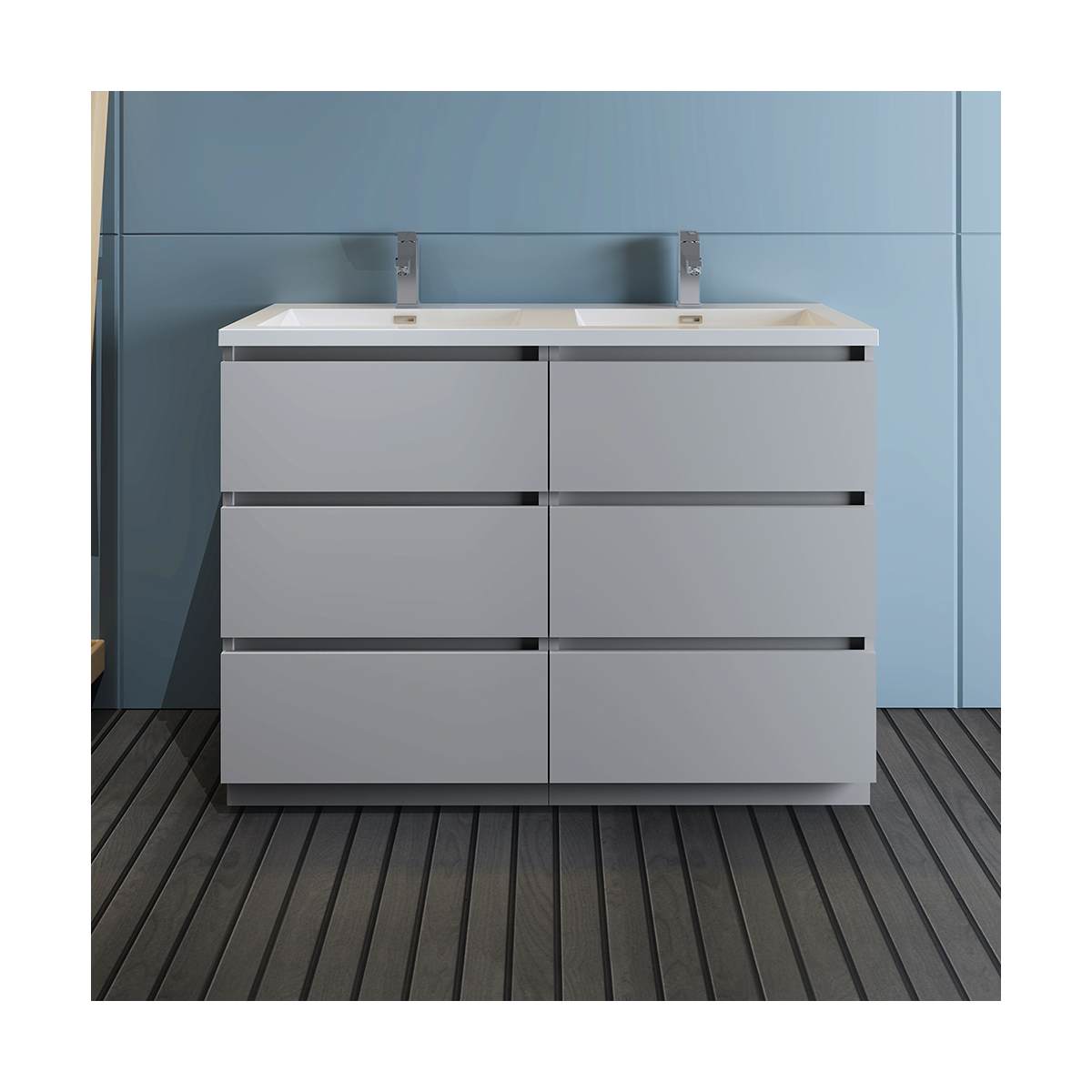 Lazzaro 48" Free Standing Double Basin Vanity Set with Cabinet and Acrylic Vanity Top