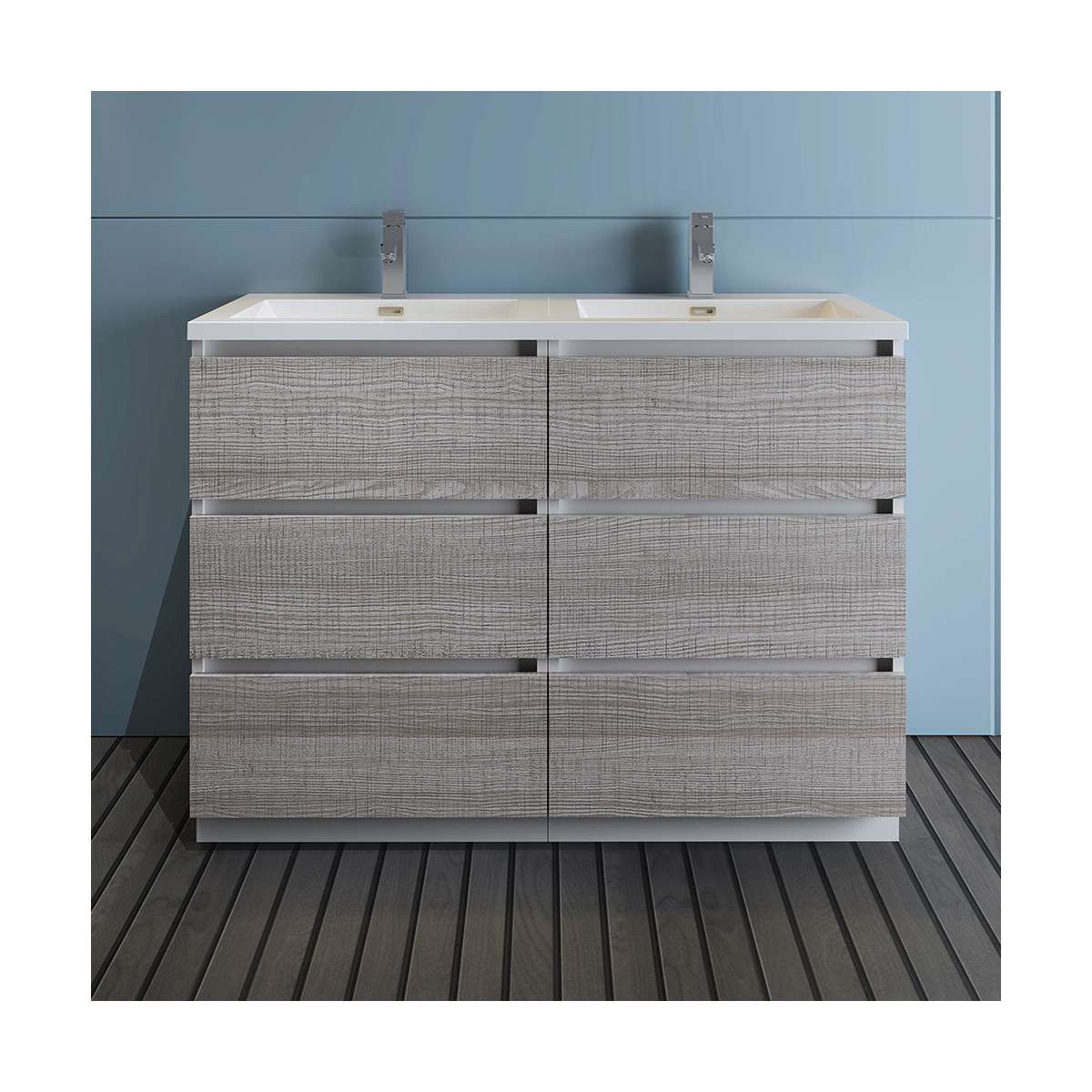 Lazzaro 48" Free Standing Double Basin Vanity Set with Cabinet and Acrylic Vanity Top