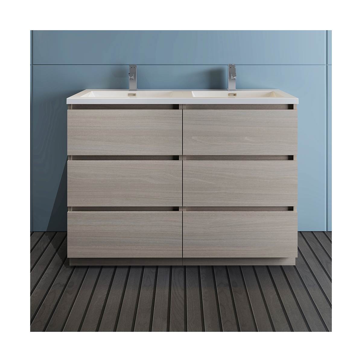 Lazzaro 48" Free Standing Double Basin Vanity Set with Cabinet and Acrylic Vanity Top