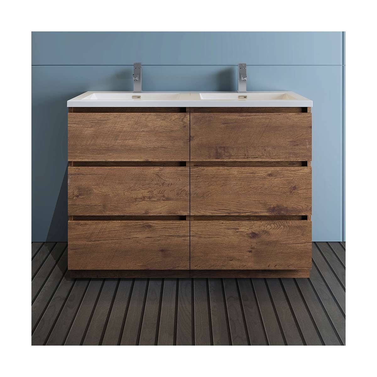 Lazzaro 48" Free Standing Double Basin Vanity Set with Cabinet and Acrylic Vanity Top