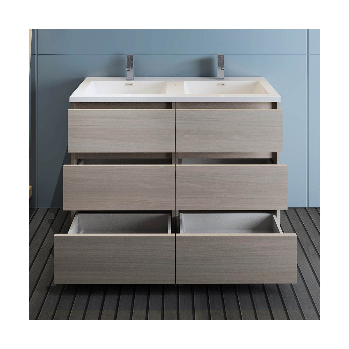 Lazzaro 48" Free Standing Double Basin Vanity Set with Cabinet and Acrylic Vanity Top