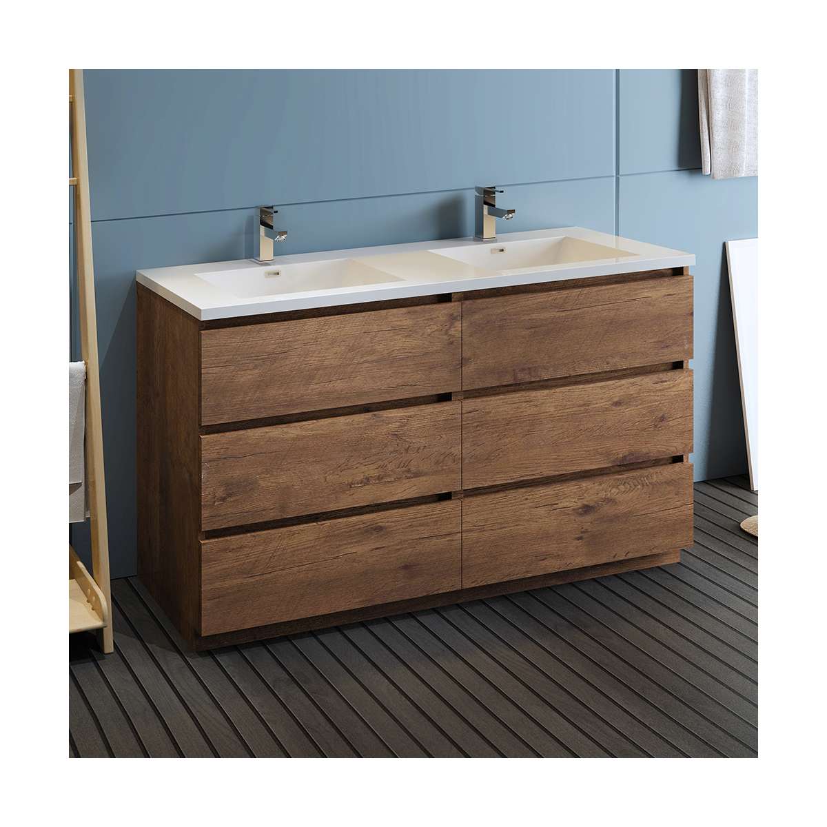 Lazzaro 60" Free Standing Double Basin Vanity Set with Cabinet and Acrylic Vanity Top - image 5