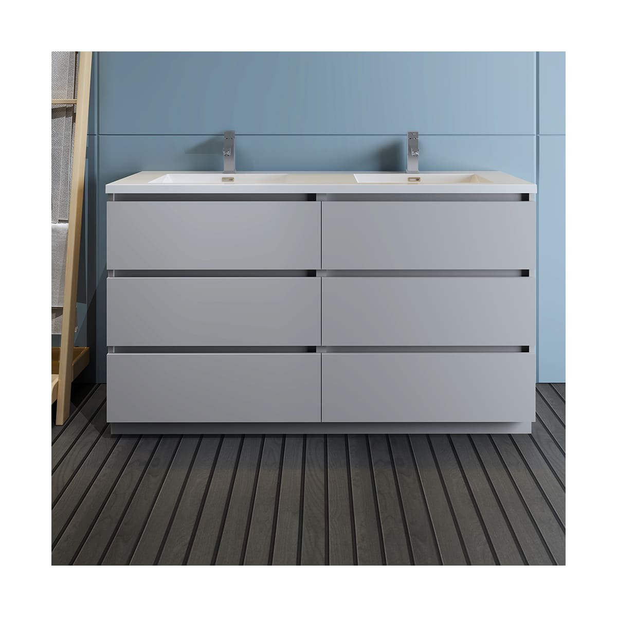 Lazzaro 60" Free Standing Double Basin Vanity Set with Cabinet and Acrylic Vanity Top - image 6