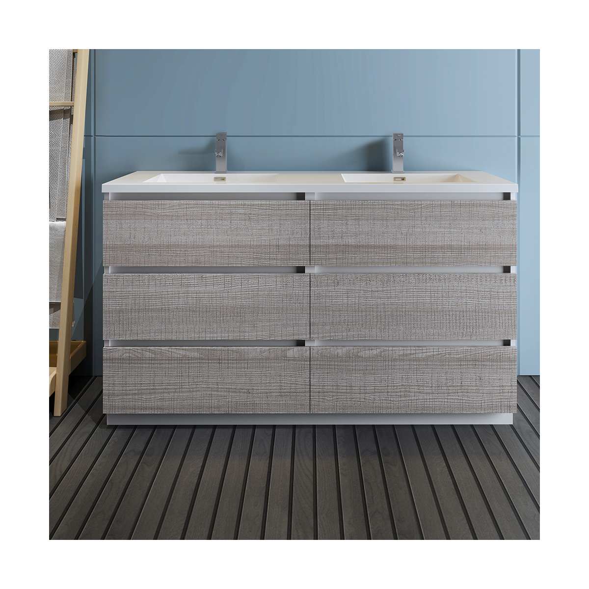 Lazzaro 60" Free Standing Double Basin Vanity Set with Cabinet and Acrylic Vanity Top - image 7