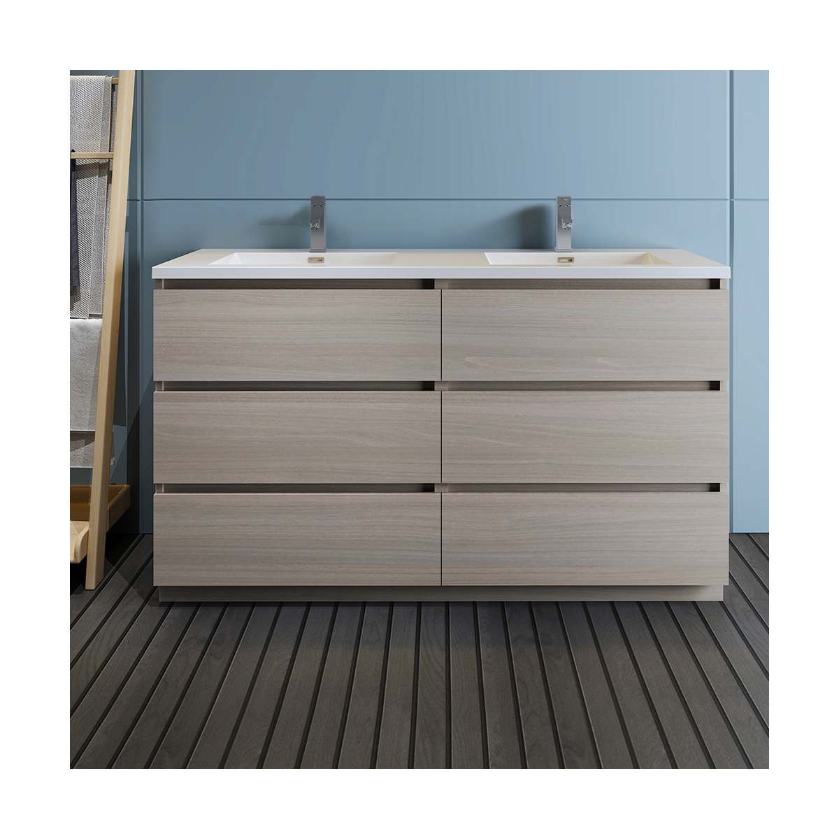 Lazzaro 60" Free Standing Double Basin Vanity Set with Cabinet and Acrylic Vanity Top - image 8