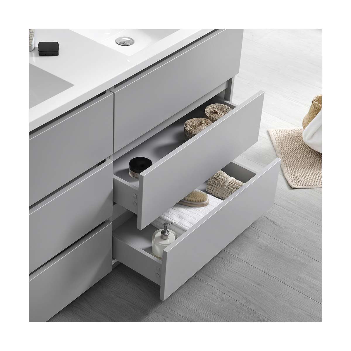 Lazzaro 60" Free Standing Double Basin Vanity Set with Cabinet and Acrylic Vanity Top - image 14