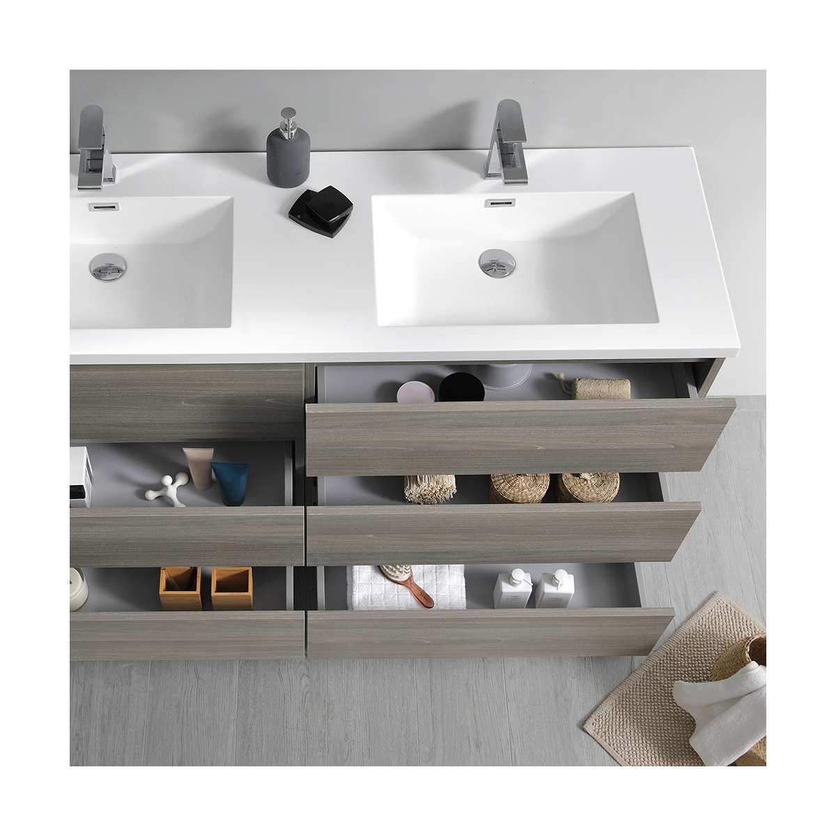 Lazzaro 60" Free Standing Double Basin Vanity Set with Cabinet and Acrylic Vanity Top - image 16