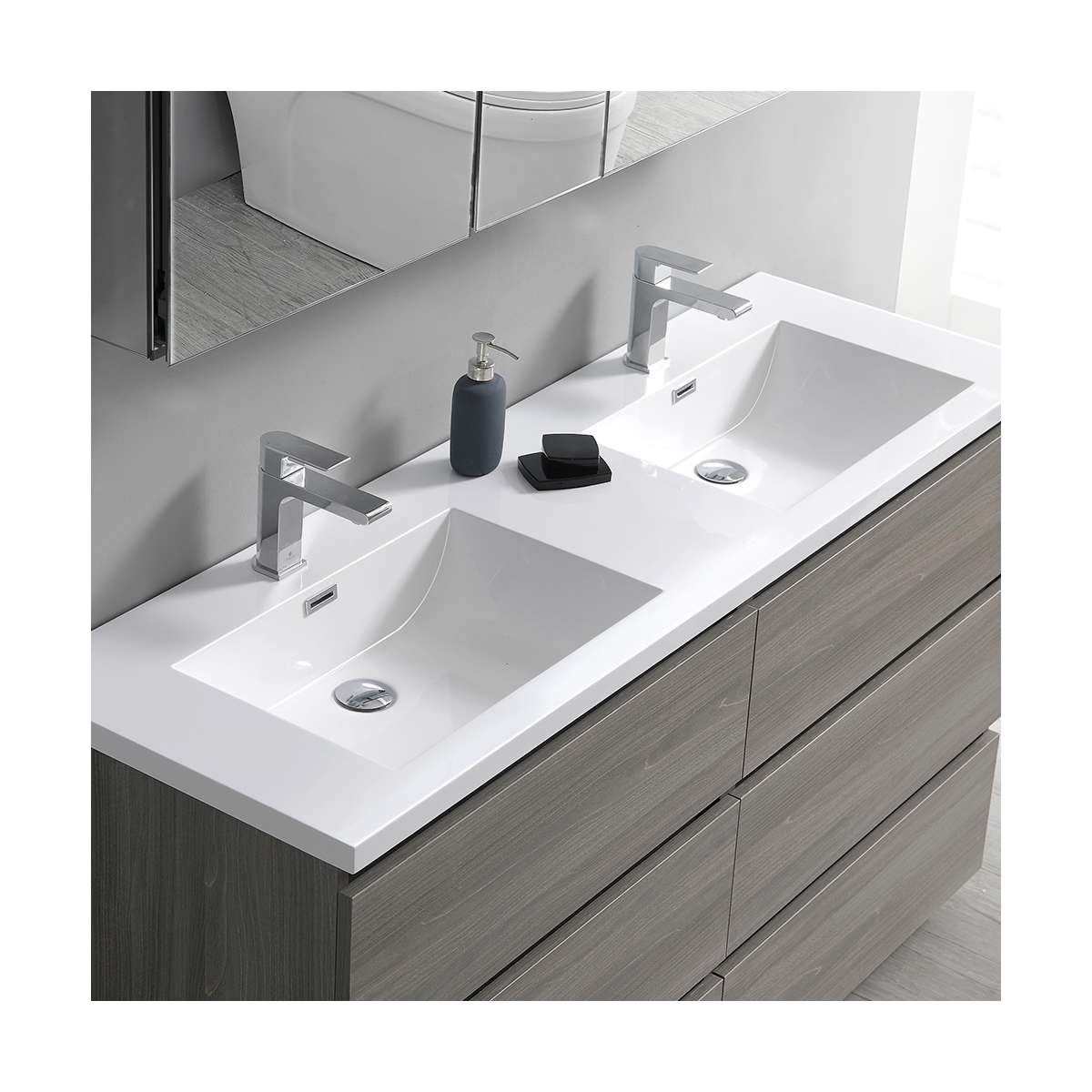 Lazzaro 60" Free Standing Double Basin Vanity Set with Cabinet and Acrylic Vanity Top - image 24