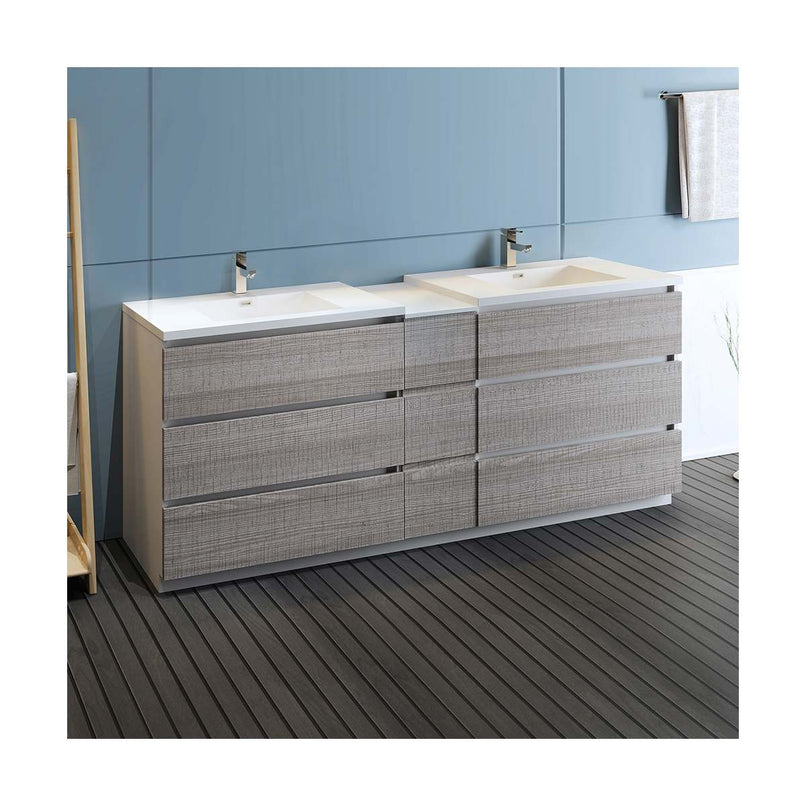Lazzaro 84" Free Standing Double Basin Vanity Set with Cabinet and Acrylic Vanity Top - image 3