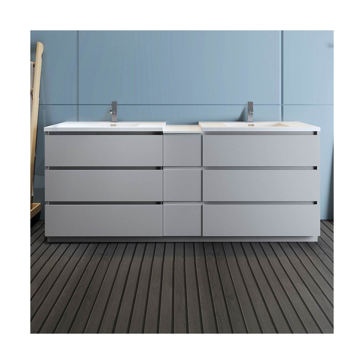 Lazzaro 84" Free Standing Double Basin Vanity Set with Cabinet and Acrylic Vanity Top