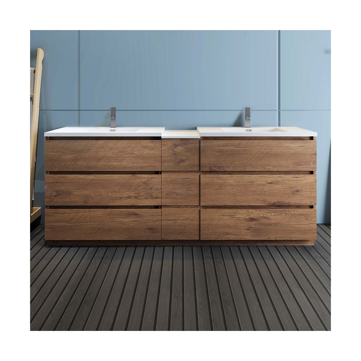 Lazzaro 84" Free Standing Double Basin Vanity Set with Cabinet and Acrylic Vanity Top